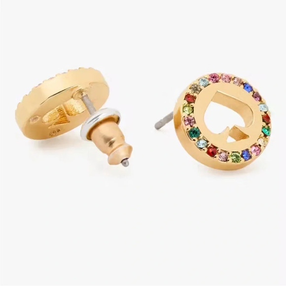 KATE SPADE NWT Spot The Spade Pave Halo Earrings Retail $59 - Picture 2 of 4